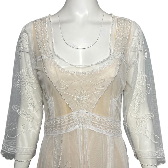 Nataya 40163 Downton Abbey Ivory Peach Tea Party Gown Tulle Dress Size Large NWT - Picture 3 of 15